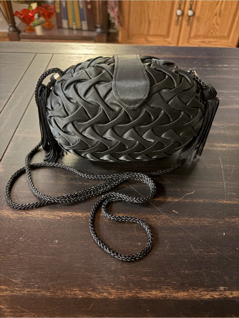 Black La Regale Evening Bag with Tassels